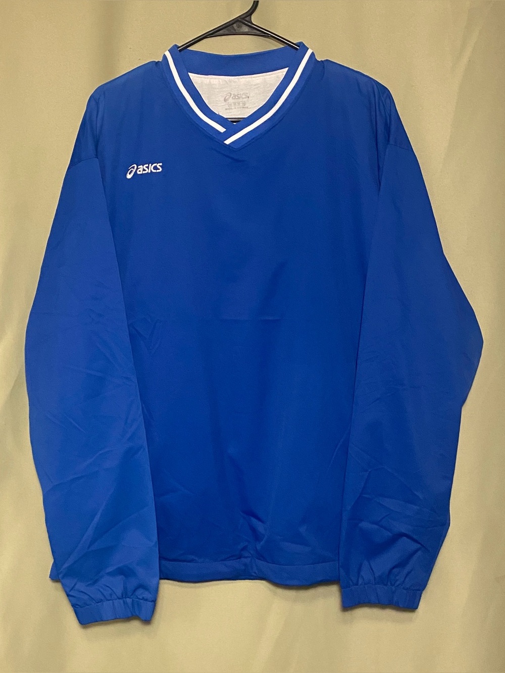 Vintage ASICS Windbreaker Blue Pullover V-Neck Run Track Jacket M